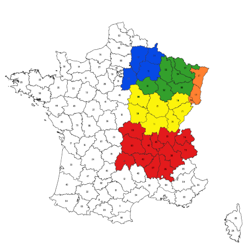 Carte Départements par Agence TG 01.23